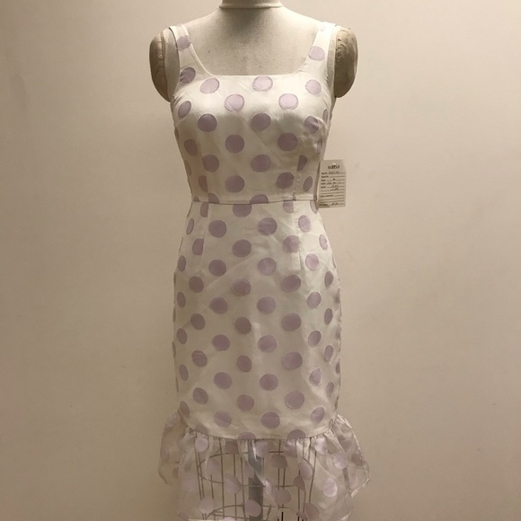 ModCloth White/Purple Organza Dress w Flounce - Picture 2 of 9